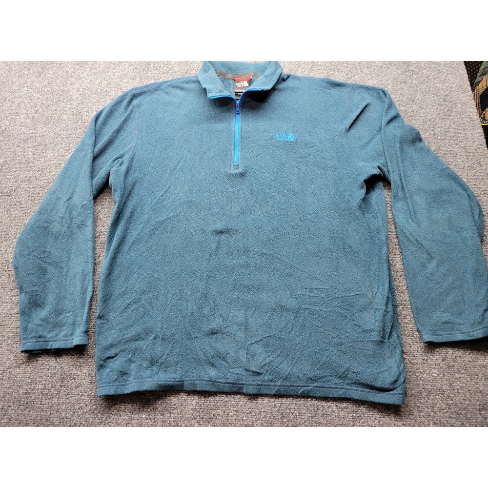 The North Face TKA 100 Glacier 1/4 Zip Fleece Pullover Mens Large Blue Teal
